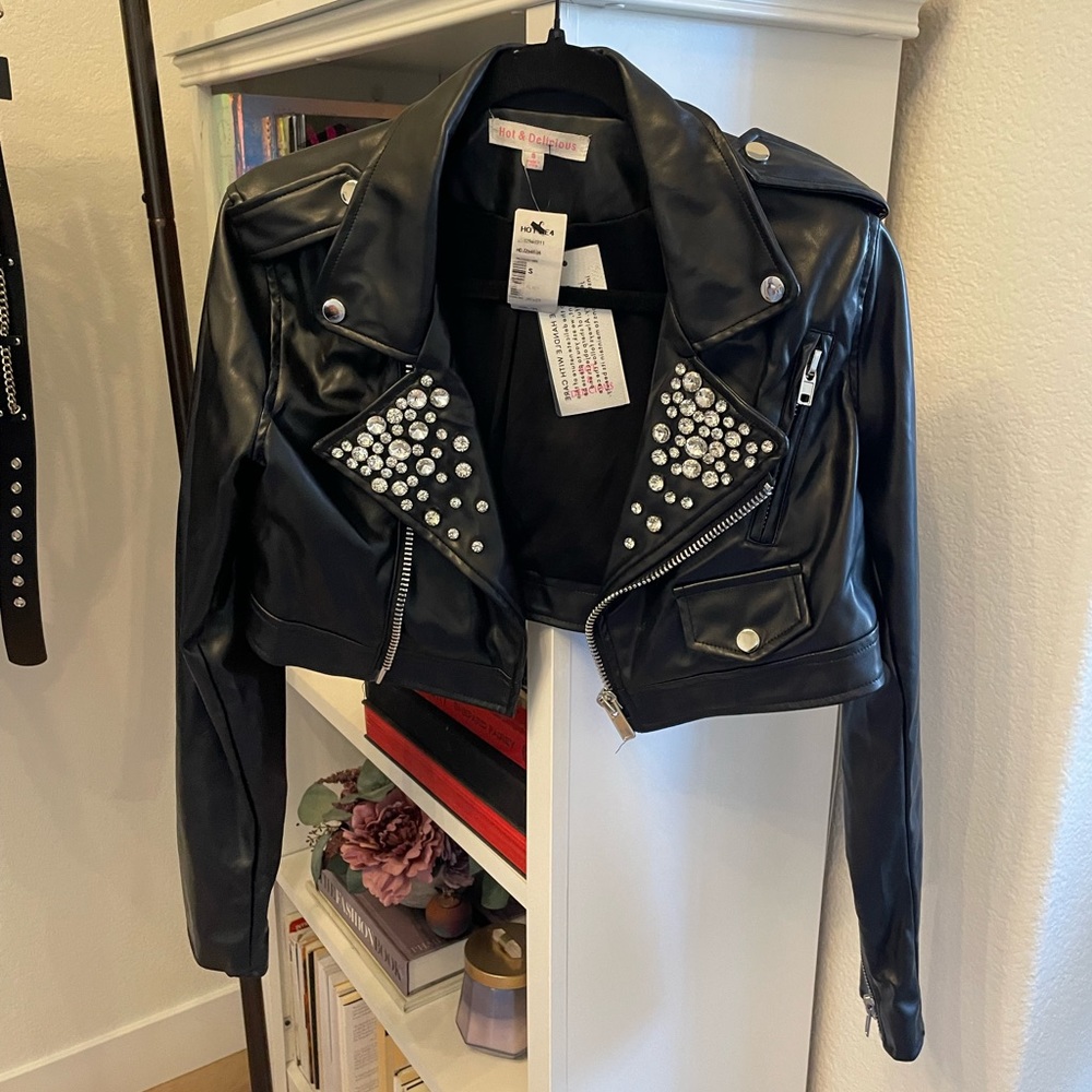 Crop Faux Leather Jacket